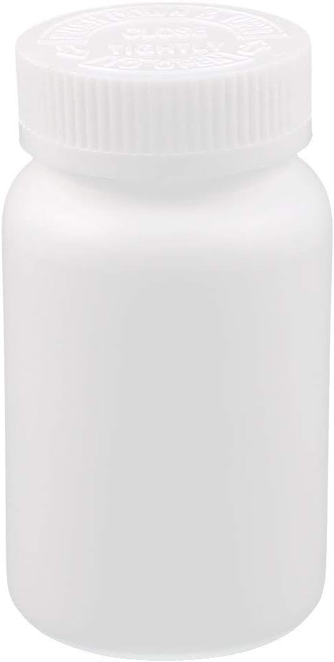 Othmro PE Plastic Lab Chemical Reagent Bottles 5pcs, 51ml/1.72oz Wide Mouth 28mmID Round Sample Liquid Storage Container Sealing Bottles White wit...