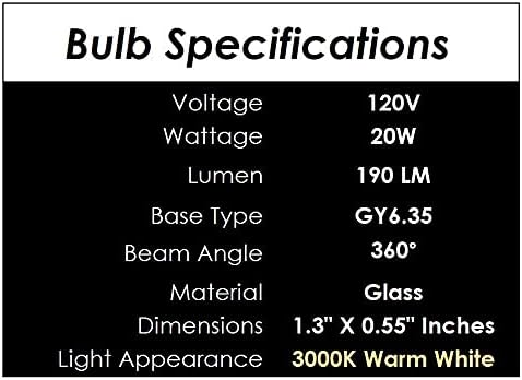 lumenivo Microwave Light Bulbs 120v 20w GY6.35 T4 and Small Appliance Replacement Bulbs Over Stove Light Bulb – Halogen Oven Light Bulb for Oven R...
