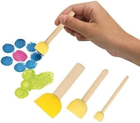 WAFJAMF 30 Pcs Assorted Size Round Sponges Brush Set 4 Sizes DIY Painting Tools- Yellow...