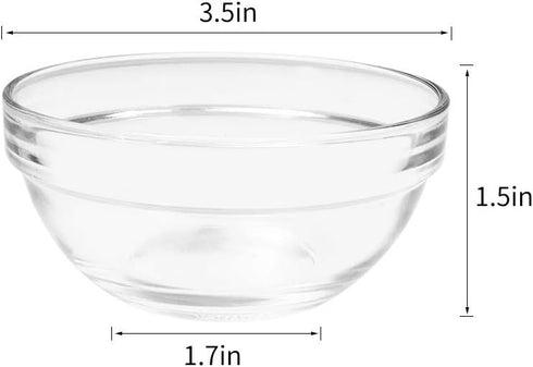 SZUAH 3.5 Inch Small Glass Bowls 12 Pack Prep Bowls Serving Bowls 4.5 OZ Microwavable Stackable Clear Glass Bowl for Kitchen, Dessert, Dips, Nut a...