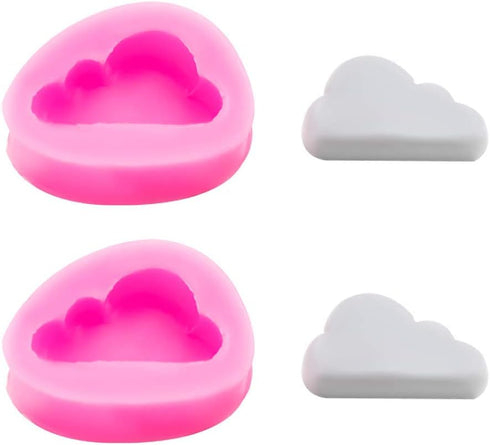 Fewo 2Pcs Tiny Size Cloud Silicone Fondant Mold - Pink, Rectangular Prism, Cake Decoration Molds...