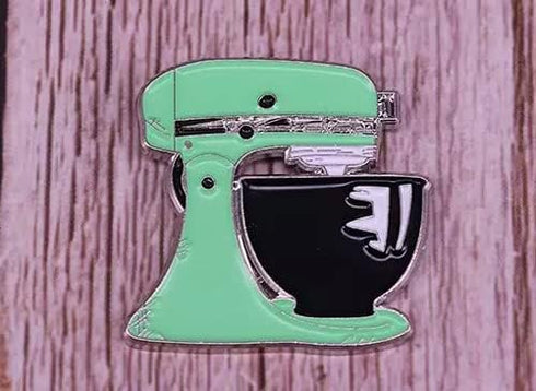 Cake Mixer Enamel Pin, Kitchen Appliance Enamel Pin, Cute Mint Green Pin for Bakers, Chefs, and Cooking Enthusiasts, 1.25 Inches Tall and 1 Inch W...