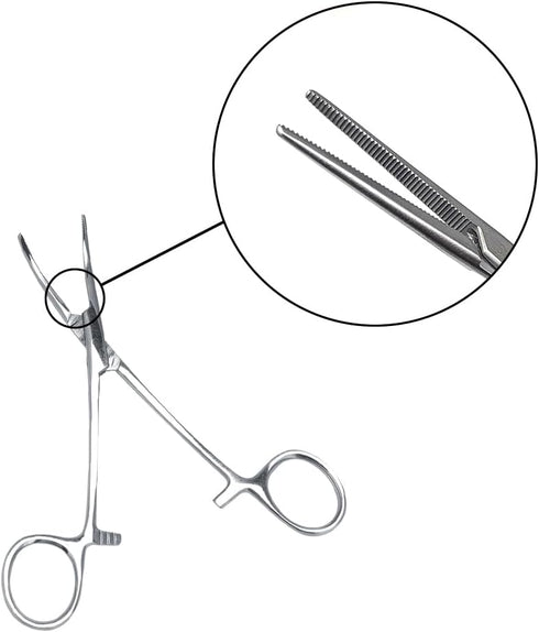 Hemostat Forceps, Stainless Steel Pet Dog Grooming Ear Cleaning Clamp Pets Cat Ears Hairs Tweezers with Curved Tip Antislip Locking Forceps Remove...