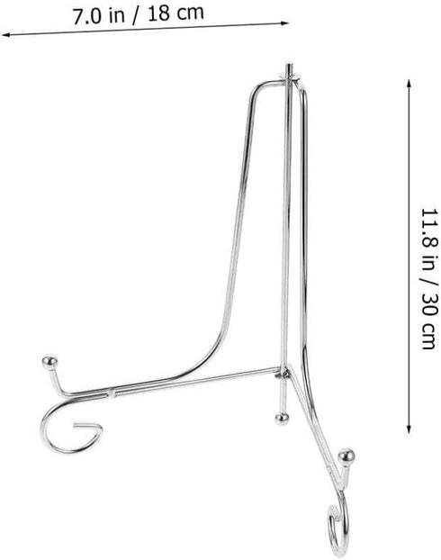 HOMSFOU Iron Plate Stand Plate Display Holder Silver Easel Stand Picture Frame Holder Photo Showing Rack for Dish Platter Book Tabletop Art...