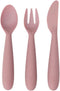 ezpz Happy Utensils - 24 Months+ (Blush) - BPA Free Toddler Utensils - Fork, Spoon and Knife for Toddlers and Preschoolers - Kids Utensils for Sel...