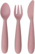 ezpz Happy Utensils - 24 Months+ (Blush) - BPA Free Toddler Utensils - Fork, Spoon and Knife for Toddlers and Preschoolers - Kids Utensils for Sel...