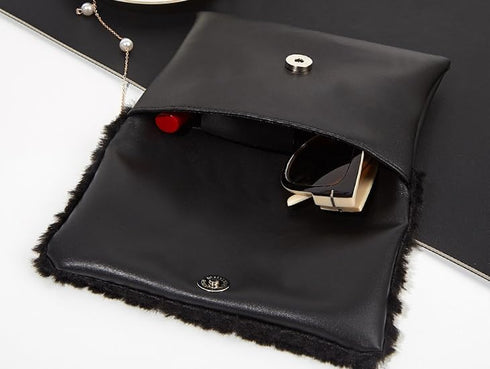 Envelope Clutch Bag, Elegant Party Handbag for Women, Faux Leather Evening Bag, Black...