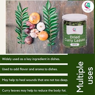 Dried Curry Leaves 0.7 Oz (900+ Leaves) | Aromatic Flavor of Whole Curry Leaves | Kari Patta | Tray Dried Fresh Cury Leaves | Whole Herb to Flavor...