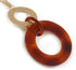 Large Matte Gold Tone, Brown Tortoise Shell Effect Double Circle Pendant with Gold Tone Chain - 76cm L/ 7cm Ext/ 10cm Pendant...
