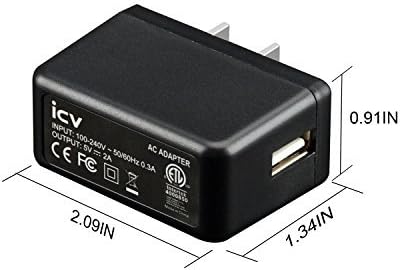icv USB Wall Charger – 5V 2A AC Power Adapter with US Plug for Phone, Tablet and Other Related USB Powered Devices Small and Lightweight – Designe...