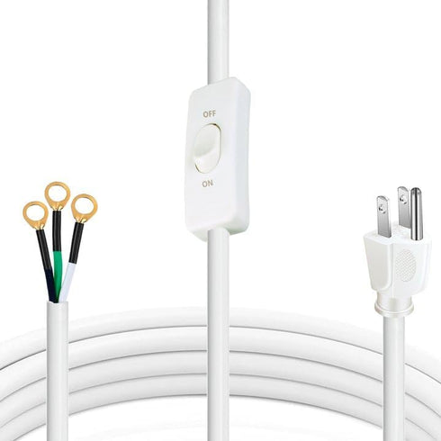 Extension Cord with Switch On/Off White Three Prong Grounded Plug Indoor/Outdoor Power Cord 4.92 FT Waterproof and Flame (White)...