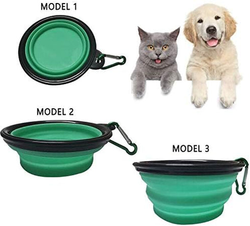 LINGYU Collapsible Dog Bowl, Silicone Foldable Expandable Cup Dish, for Pet Dog/Cat Food Water Feeding Portable Travel Bowl - Green...