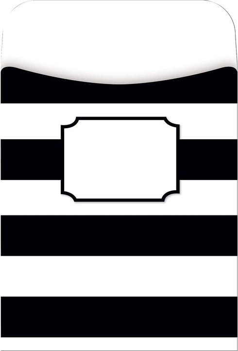BARKER CREEK Peel & Stick Library Pockets, Wide Stripes, 3 Designs, Great for Holding Library, Index, and Flash Cards, Hall Passes, Recipes, and M...