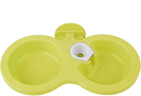 Puppy Double Bowl, Puppy Double Bowl Stainless Steel Dog Bowl Pet Cat Dog Puppy Double Bowl Hanging Food Water Feeder for Crate Cage Small (Green)...