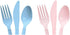 Baby Blue & Light Pink Heavy Duty Plastic Cutlery Sets - 16 Spoons, 16 Forks, 16 Knives - 2 packs of 48 each 96 pcs total - One Blue & One Pink...