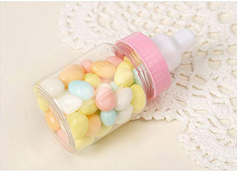 3.5 Inches Baby Bottle Shower Favor,Mini Plastic Candy Bottle,Baby Shower Supplies Boy Girl Newborn Baby Baptism Birthday Party Deco (2 Dozens, Pi...