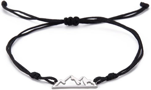 Mountain Range Double Rope Bracelet For Women Men Stainless Steel Fashion Hollow Out Style Mountain Range Double Layer Handmade Bracelet Nature Lo...