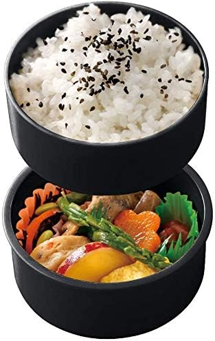 Skater Kiki's Delivery Service 2 Tier Round Bento Lunch Box with Folk (17oz) - Authentic Japanese Design - Microwave Safe - Black...