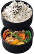 Skater Kiki's Delivery Service 2 Tier Round Bento Lunch Box with Folk (17oz) - Authentic Japanese Design - Microwave Safe - Black...