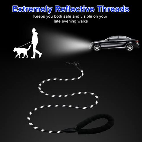 Beastron 5FT Heavy Duty Dog Leash with Comfortable Padded Handle and Highly Reflective Threads for Medium and Large Dog’s, Black...
