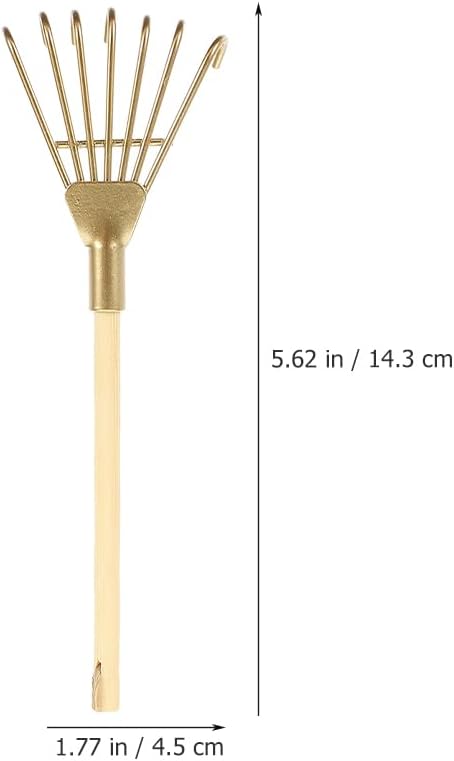 6Pcs Mini Zen Garden Rake Miniature Ash Rake Model Small Metal Rake Tiny Rake Planting Tools Decor for Crafts Photo Prop - Gold...