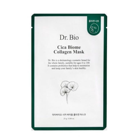 Dr. Bio Cica Biome Collagen Mask (5ea)| Collagen-Coated Mask with 3x Collagen Boost for Elasticity and Skin Bounce | Soothing, Hydrating, Probioti...