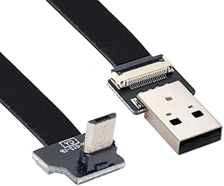 Cablecc Up Angled USB 2.0 Type-A Male to Micro USB 5Pin Male Data Flat Slim FPC Cable for FPV & Disk & Phone 200cm...