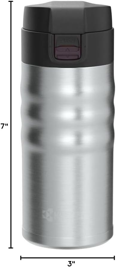 Kyocera MB-12F SS 12oz. Ceramic Coated Interior, Double Wall Vacuum Insulated, Stainless Steel Travel Mug-Stainless Steel...