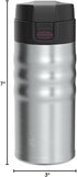 Kyocera MB-12F SS 12oz. Ceramic Coated Interior, Double Wall Vacuum Insulated, Stainless Steel Travel Mug-Stainless Steel...