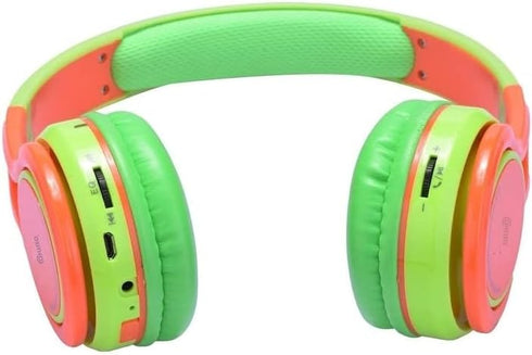 Contixo KB-2600 Kid Safe 85DB, Wireless Bluetooth LED Headphone with Volume Limiter, Microphone, and FM Radio (Green/Orange)...