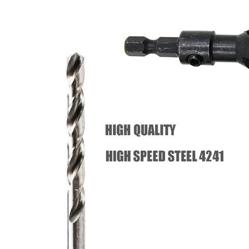 Countersink Drill Bit Set with 1/4 Hex Shank, HSS4241#6/10/13/16 Drill Bit Set with Hex Key Wrench for Woodworking Carpenter Tools Accessories-4 P...