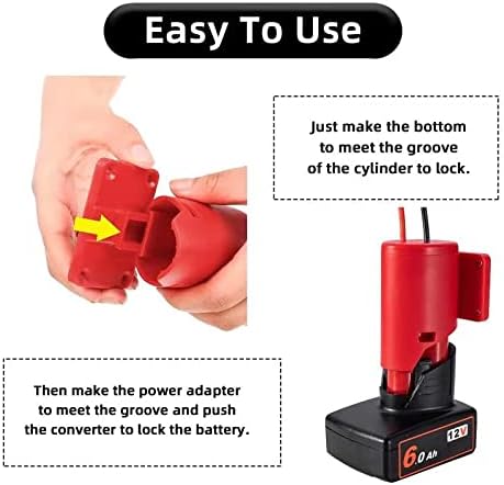 Power Wheel Adapter for Milwaukee M12 12V Battery with Fuse & Wire terminals, Power Connector 14 Gauge Robotic for Rc Car, Robotics, Rc Truck,DIY ...