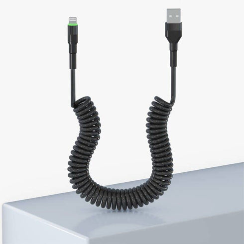 Coiled Lightning Cable Apple Carplay Compatible & MFi Certified, Short USB to Lightning Cable with Data Transmission and LED, Retractable iPhone C...