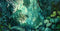 Green Forest Palm Leaf Aquarium Background, Art Watercolor Green Plant Theme Fish Tank Background, Crawling Terrarium Background 48X24IN with 8 EV...