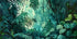 Green Forest Palm Leaf Aquarium Background, Art Watercolor Green Plant Theme Fish Tank Background, Crawling Terrarium Background 48X24IN with 8 EV...