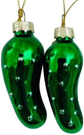 Christmas Pickle Ornament Pack Blown Glass Tree Decoration Gift Boxed, Set of 6...