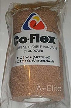Andover CO-Flex 4"x5Yds Tan Flesh 3-Pack Cohesive Flexible Elastic Latex Bandage Compression Self Adherent Wrap Kids Children Vet Animals Pets Cat...