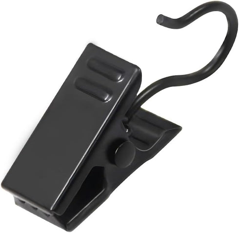 Coideal Small Curtain Clips Hooks, 100 Pack Black Metal Patio Awning Light Clips Hanger Stainless Steel for Hanging Outside Christmas String Light...