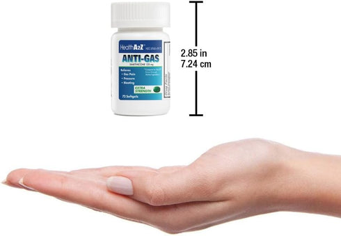 HealthA2Z® Gas Relief Simethicone | 125mg | Extra Strength | Relieves from Stomach Discomfort and Gas | Anti Flatulence | Relieves Gas Fast and Bl...