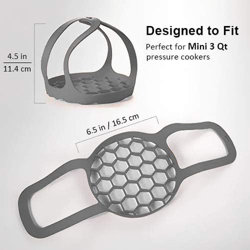 Pressure Cooker Sling, Silicone Bakeware Sling for 3Qt Instant Pot, Multi-function Cooker Anti-scalding Bakeware Lifter Steamer Rack, BPA-Free Sil...