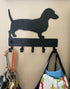 Dachshund Key Holder for Wall - Small 6x5 inch with 5 Hooks - Made in USA...