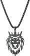 Dreamtimes Lion With King Crown Necklaces for Men Punk Animal Stainless Steel Pendant Necklace Men's Chain Fashion Jewelry Gothic Punk Rock Mens P...