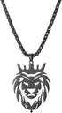 Dreamtimes Lion With King Crown Necklaces for Men Punk Animal Stainless Steel Pendant Necklace Men's Chain Fashion Jewelry Gothic Punk Rock Mens P...
