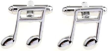 Music Banded Beamed Note Pair Cufflinks in a Presentation Gift Box & Polishing Cloth...