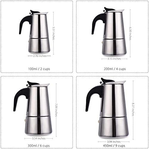 kkhouse Stainless Steel Coffee Pot Mocha Espresso Latte Percolator Stove Coffee Maker Pot Percolator Drink Tool Cafetiere Latte Stovetop (100ml)...