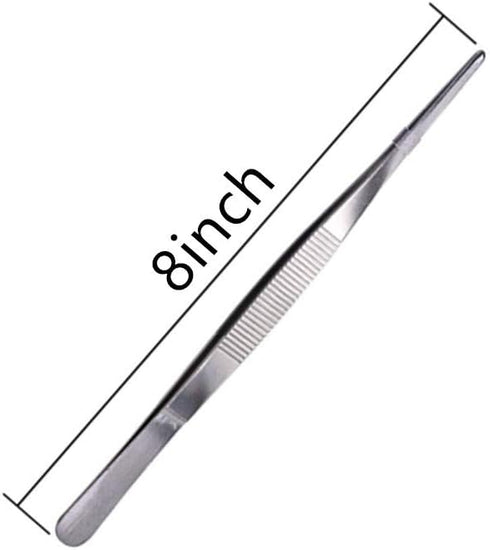 Long Tweezers- with Precision Serrated Kitchen Tweezers Tongs? for Barbecue and Hand-Made Stainless Steel Cooking Tweezers?8 inches?...