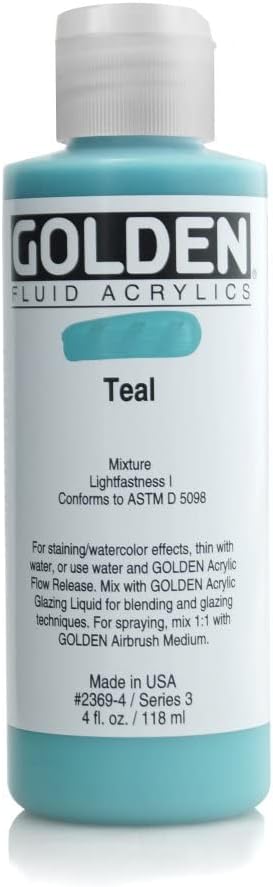 Golden Fluid Acrylic, 4 ounce bottle, Teal (2369-4)...