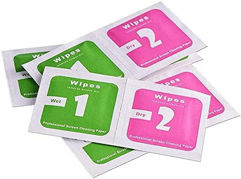 100pcs(50set) Dry Wet Cleaning Wipes Paper Dust Removal Papers LCD Screens for Tempered Glass Camera Lens, 6.0 x 6.0cm......