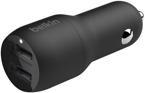 Belkin 24 Watt Dual USB Car Charger - 2 12W USB A Ports with Fast Charging for Apple iPhone 14, 14 Pro, 14 Pro Max, iPhone 13, 13 Pro, 13 Pro Max,...