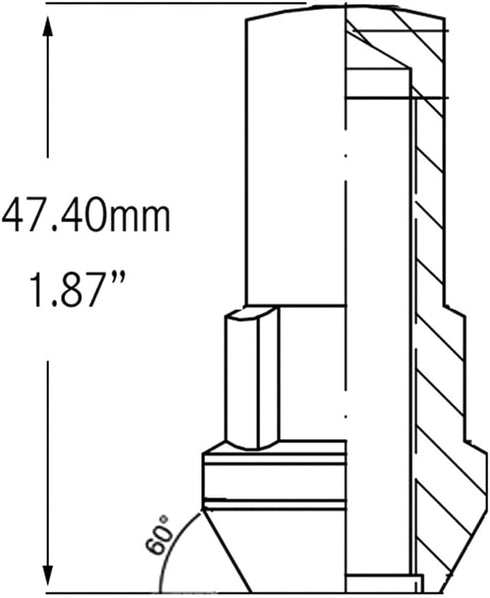 Wheel Accessories Parts M14 1.5 Thread Closed End Bulge 1.90" Long Locking Wheel Lug Nuts Lock Chrome Dual Hex Key 13/16" and 3/4" Fits Chevy Silv...